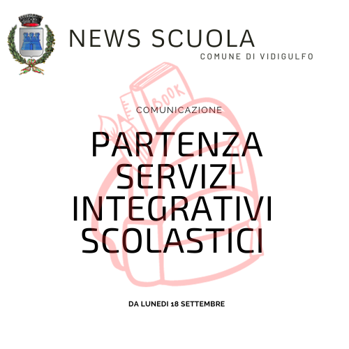 Partenza servizi integrativi scolastici DAL 18 SETTEMBRE