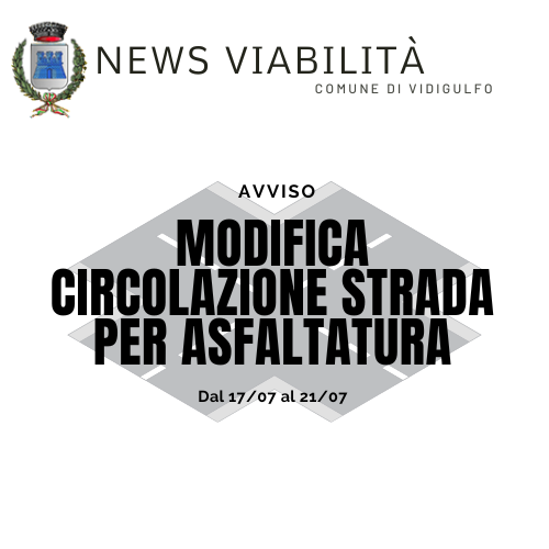 Avviso modifica circolazione strada per asfaltatura