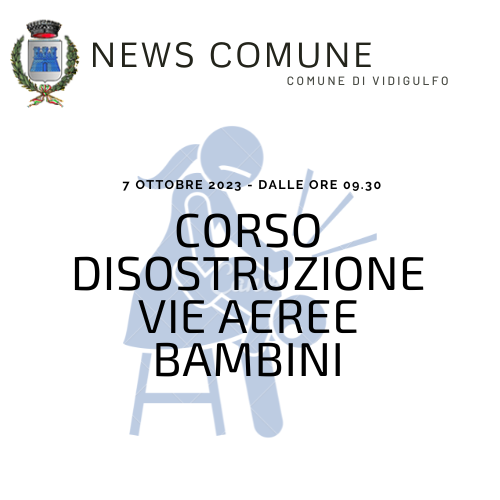 Corso disostruzione vie aeree bambini - 7 ottobre 2023 dalle ore 09:30