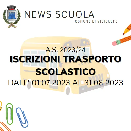 Apertura iscrizioni trasporto scolastico a.s. 2023/24