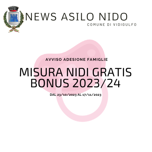 Avviso per l'adesione delle famiglie alla Misura Nidi Gratis - Bonus 2023-2024