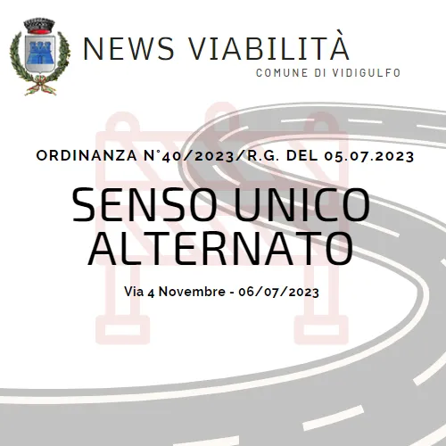 Ordinanza n.40/2023 - Modifica temporanea circolazione stradale Via 4 Novembre