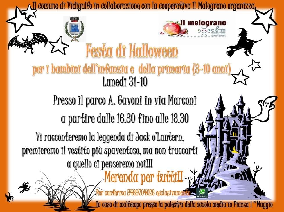 Festa di Halloween, il 31 tutti i bimbi al parco Gavoni